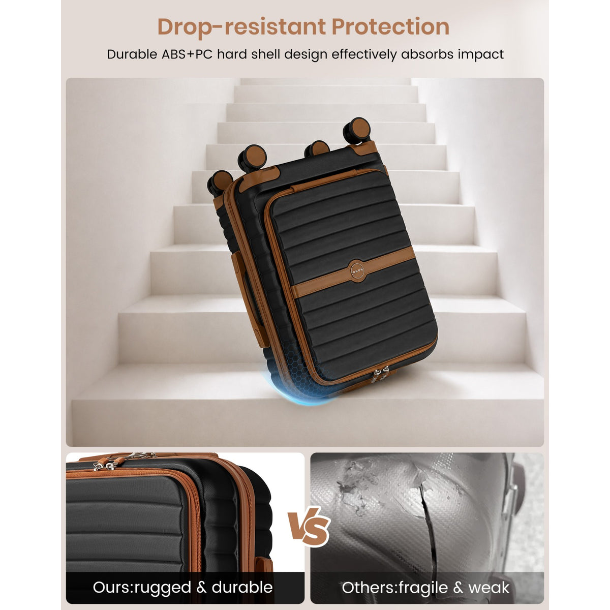 FREE UK Delivery 3-5 days Kono 21-Inch Front-Opening Cabin Suitcase with 15.6-Inch Laptop Compartment -All colours - 3yr Warranty