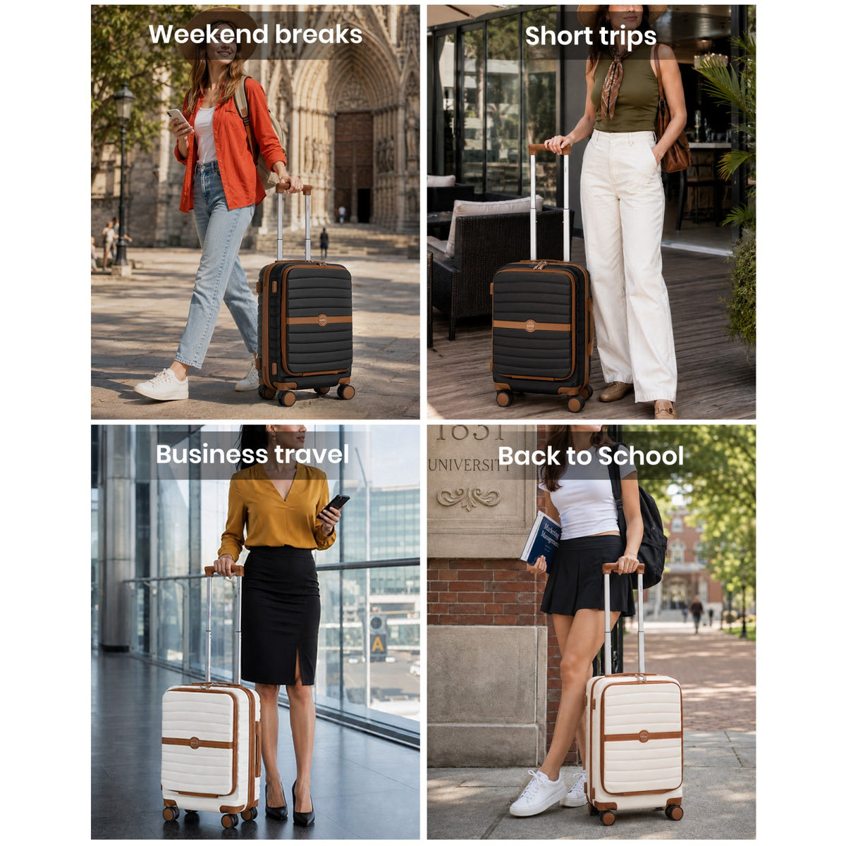 FREE UK Delivery 3-5 days Kono 21-Inch Front-Opening Cabin Suitcase with 15.6-Inch Laptop Compartment -All colours - 3yr Warranty