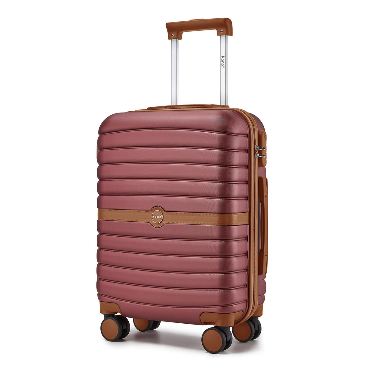 FREE UK Delivery 3-5 days Kono ABS+PC 20-Inch Striped Design with Colour-Block Details Carry-On Cabin Suitcase with Silent Spinner Wheels - All colours - 3yr Warranty