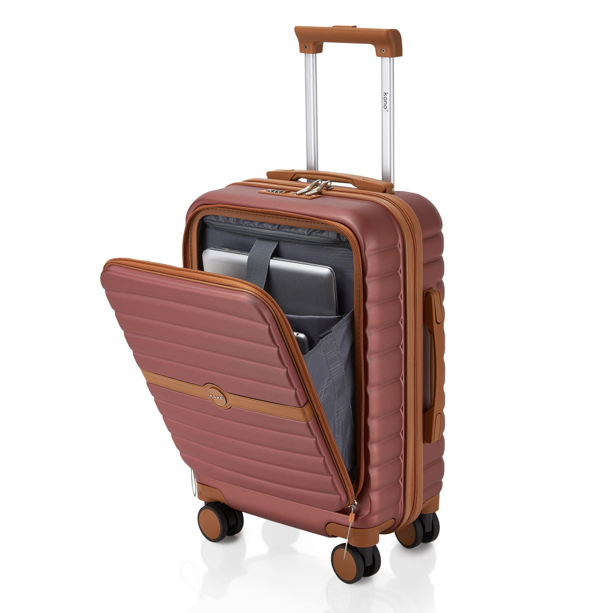 FREE UK Delivery 3-5 days Kono 21-Inch Front-Opening Cabin Suitcase with 15.6-Inch Laptop Compartment -All colours - 3yr Warranty