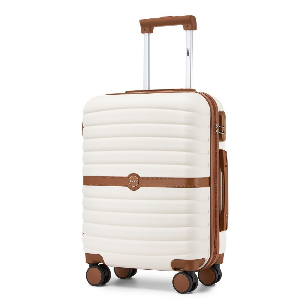 FREE UK Delivery 3-5 days Kono ABS+PC 20-Inch Striped Design with Colour-Block Details Carry-On Cabin Suitcase with Silent Spinner Wheels - All colours - 3yr Warranty