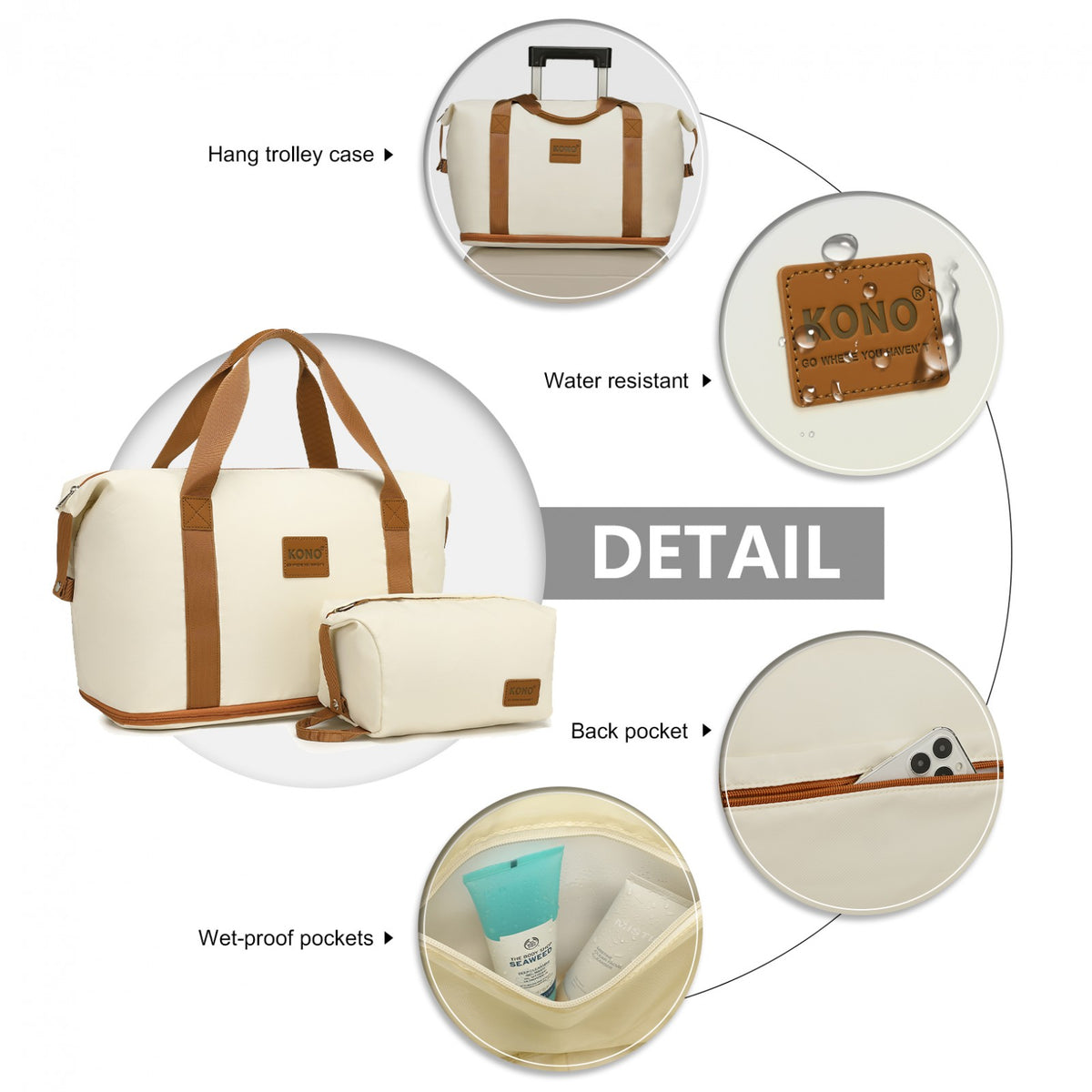 FREE UK Delivery  3-5 days -  Kono 20 Inch ABS+PC Cabin Suitcase with Travel Bag, Carry‑On Luggage Set - All colours- 3yr Warranty