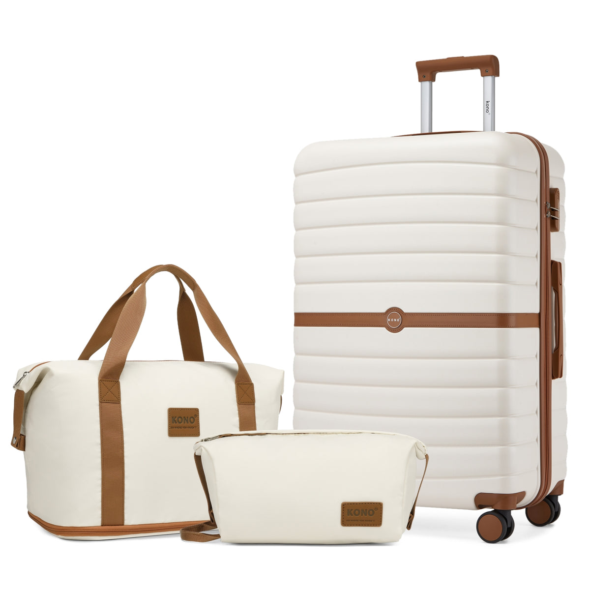 FREE UK Delivery  3-5 days -  Kono 28 Inch Large ABS+PC Hard Shell Suitcase Set with Travel Bag & Toiletry Pouch - All colours- 3yr Warranty
