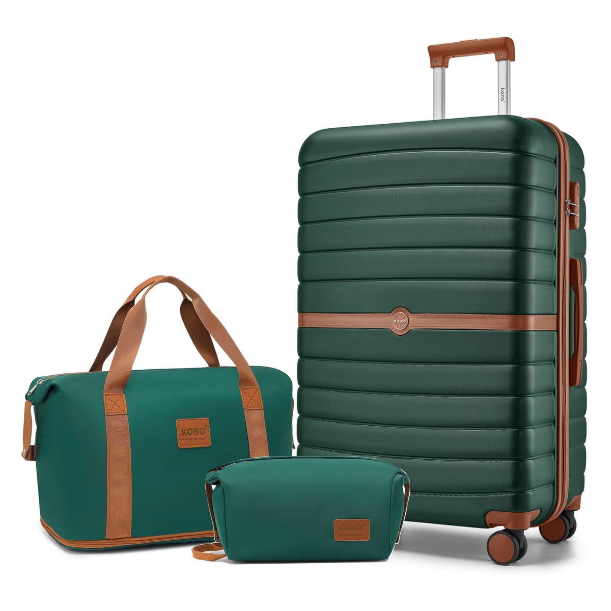 FREE UK Delivery  3-5 days -  Kono 28 Inch Large ABS+PC Hard Shell Suitcase Set with Travel Bag & Toiletry Pouch - All colours- 3yr Warranty