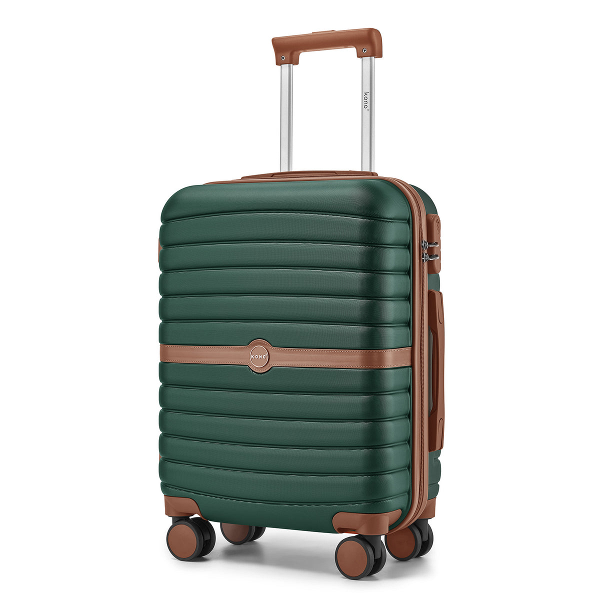 FREE UK Delivery 3-5 days Kono ABS+PC 20-Inch Striped Design with Colour-Block Details Carry-On Cabin Suitcase with Silent Spinner Wheels - All colours - 3yr Warranty