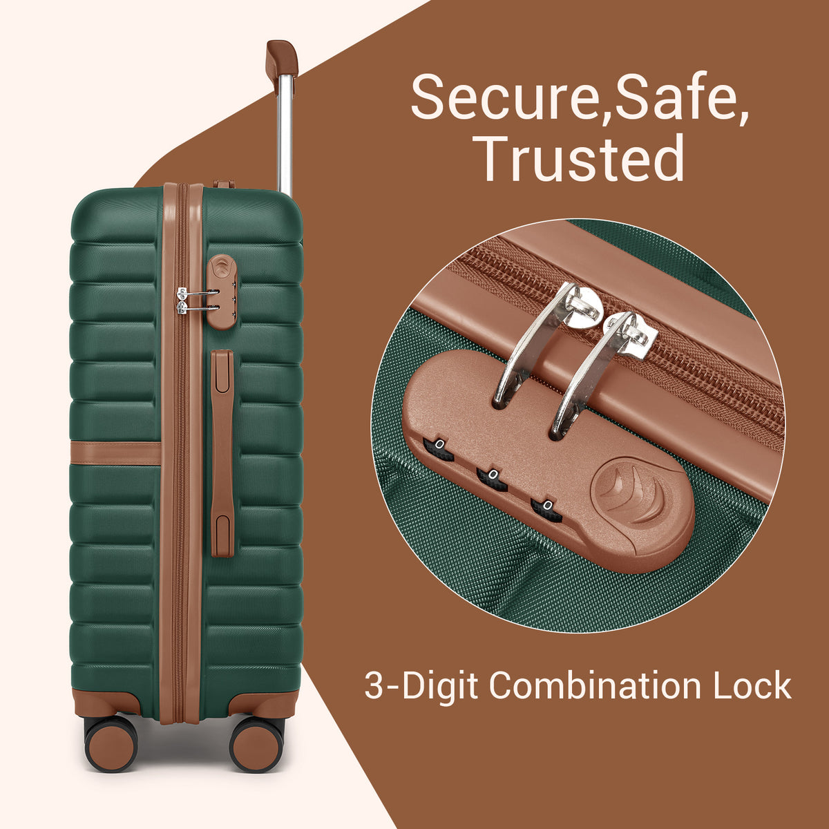 FREE UK Delivery 3-5 days Kono ABS+PC 28-Inch Striped Design with Colour-Block Details Carry-On Cabin Suitcase with Silent Spinner Wheels - All colours - 3yr Warranty