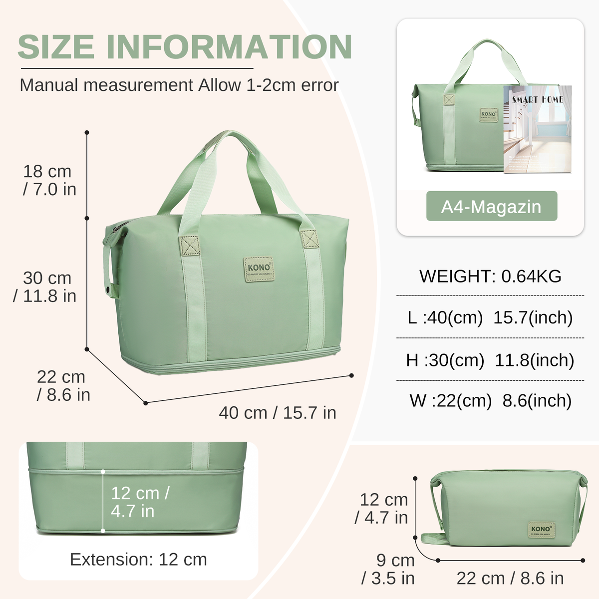 FREE UK Delivery  3-5 days -  Kono 20 Inch ABS+PC Cabin Suitcase with Travel Bag, Carry‑On Luggage Set - All colours- 3yr Warranty