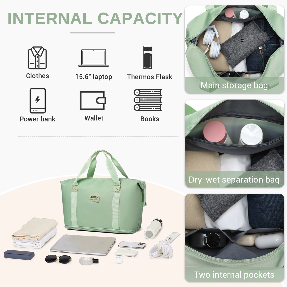 FREE UK Delivery  3-5 days -  Kono 20 Inch ABS+PC Cabin Suitcase with Travel Bag, Carry‑On Luggage Set - All colours- 3yr Warranty