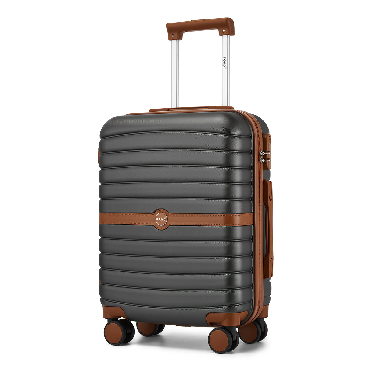 FREE UK Delivery 3-5 days Kono ABS+PC 20-Inch Striped Design with Colour-Block Details Carry-On Cabin Suitcase with Silent Spinner Wheels - All colours - 3yr Warranty