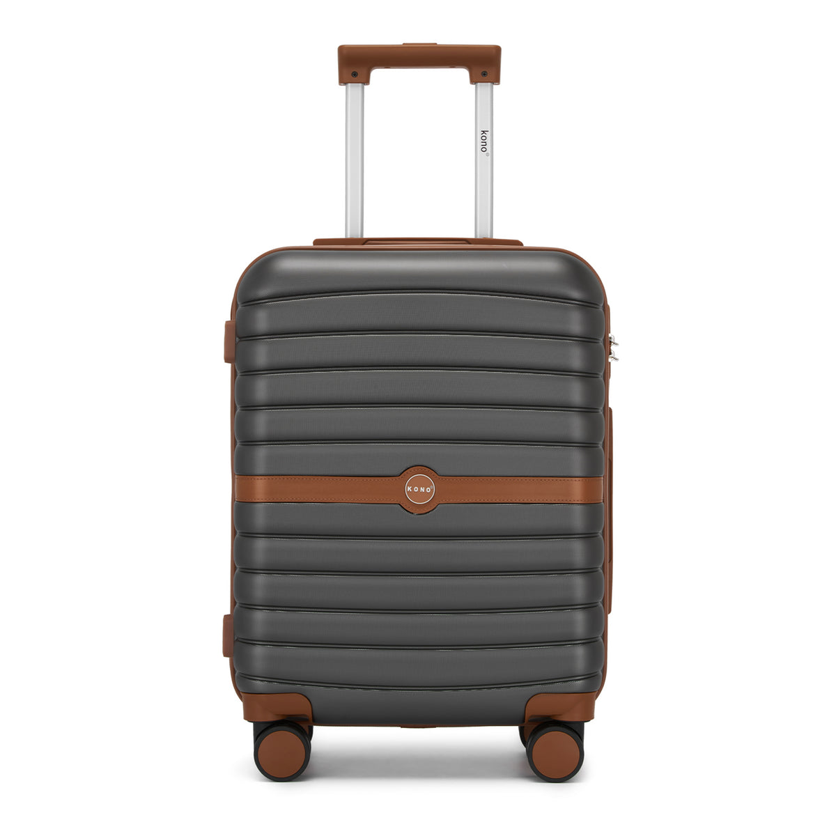 FREE UK Delivery 3-5 days Kono ABS+PC 20-Inch Striped Design with Colour-Block Details Carry-On Cabin Suitcase with Silent Spinner Wheels - All colours - 3yr Warranty