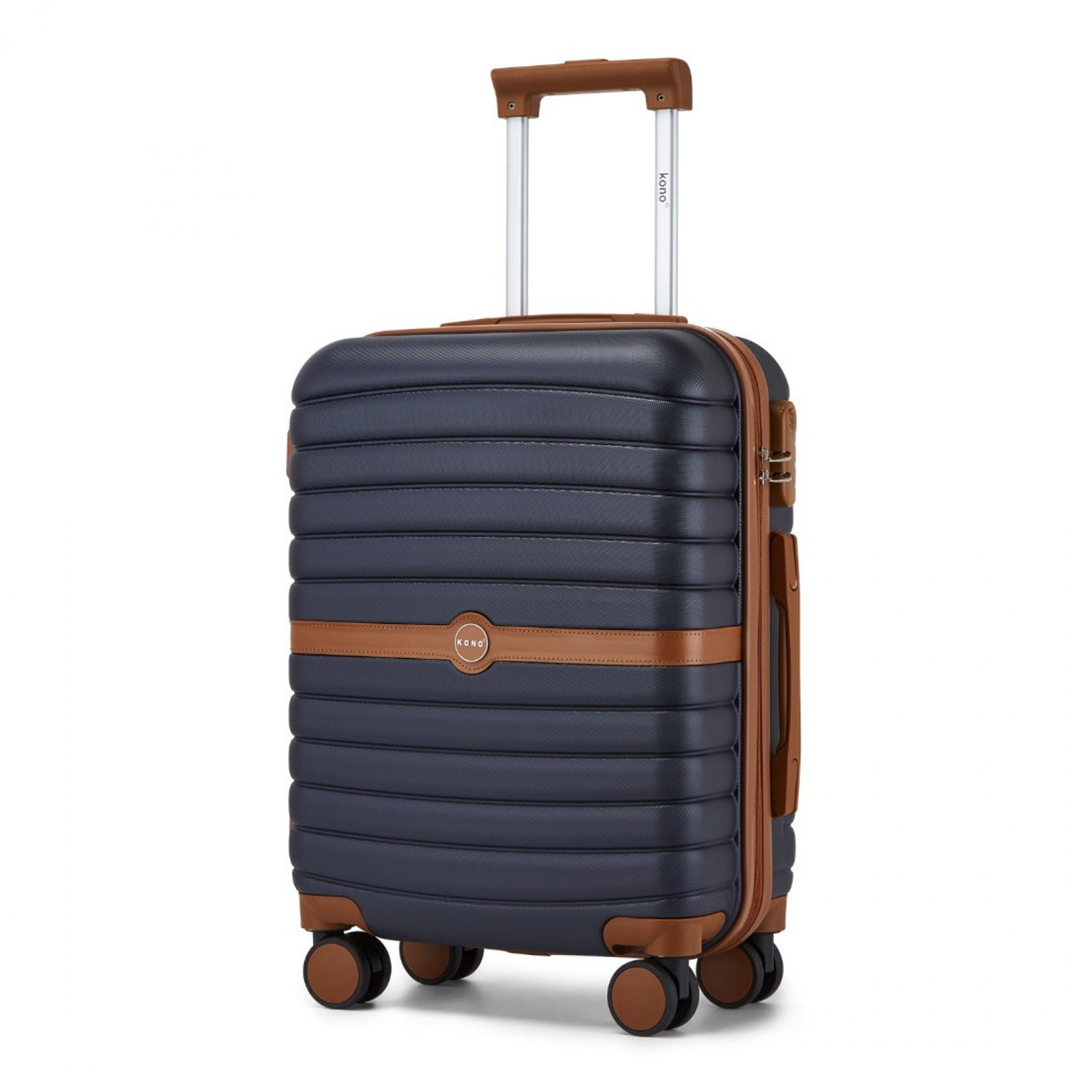 FREE UK Delivery 3-5 days Kono ABS+PC 20-Inch Striped Design with Colour-Block Details Carry-On Cabin Suitcase with Silent Spinner Wheels - All colours - 3yr Warranty