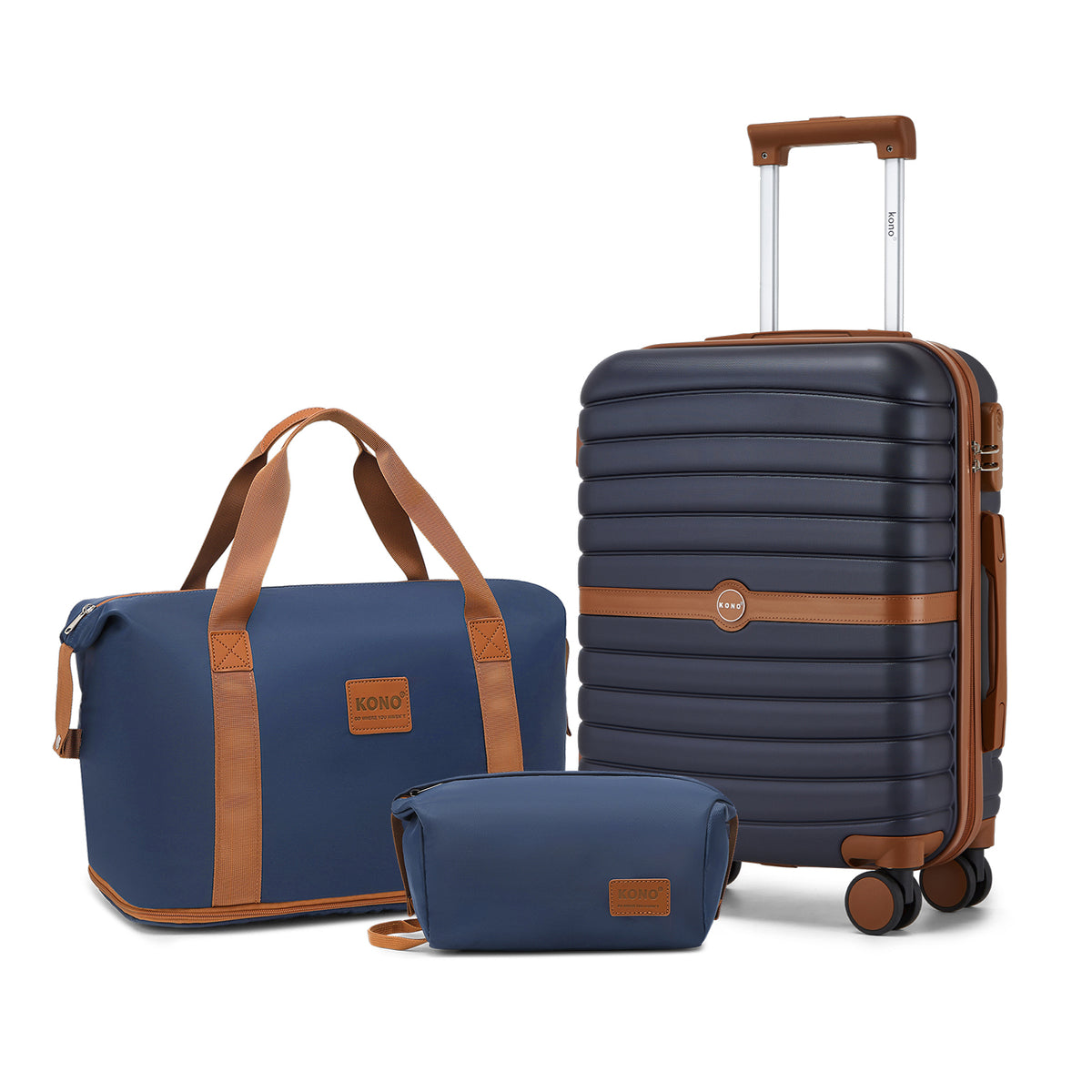 FREE UK Delivery  3-5 days -  Kono 20 Inch ABS+PC Cabin Suitcase with Travel Bag, Carry‑On Luggage Set - All colours- 3yr Warranty