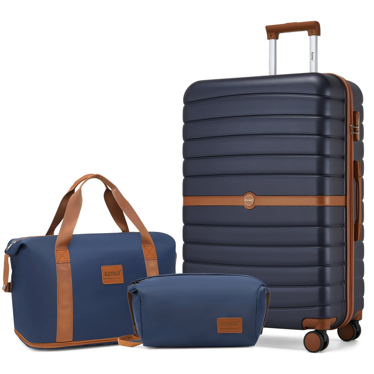 FREE UK Delivery  3-5 days -  Kono 28 Inch Large ABS+PC Hard Shell Suitcase Set with Travel Bag & Toiletry Pouch - All colours- 3yr Warranty