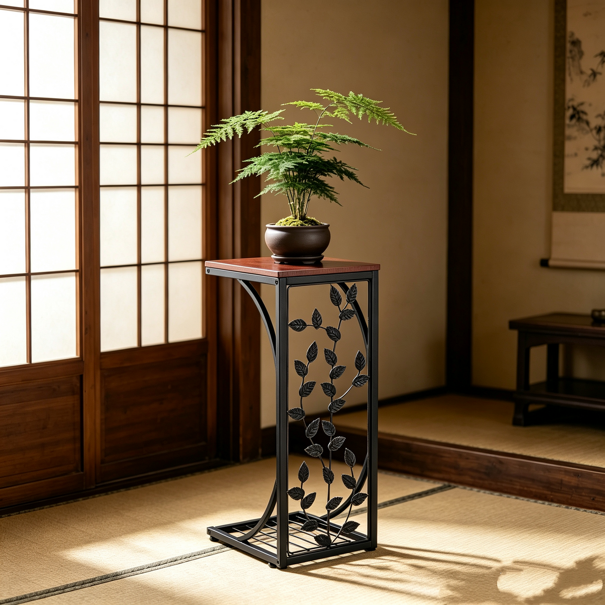 FREE UK Delivery 3-5 days 54*30.5*21CM Leaf Pattern Iron Side Table Coffee Table Brown