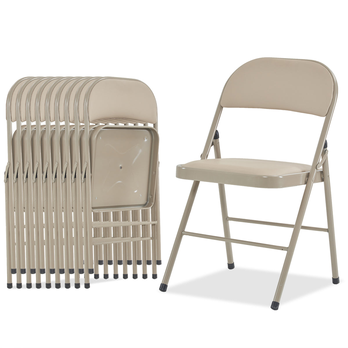 FREE Delivery Styleaway 4pcs Elegant Foldable Iron & PVC Chairs for Convention & Exhibition  Light  Brown / Beige