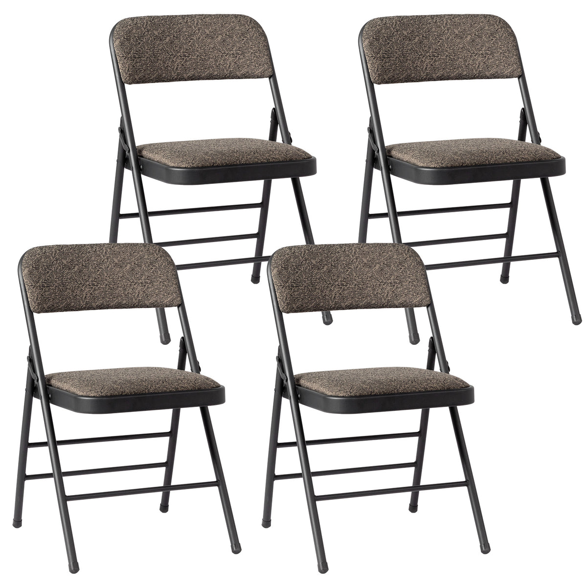 FREE Delivery Styleaway 4 Pcs Folding Chairs, Black Patterned Fabric Upholstered Foldable Chairs for Home, Office, Conference, Living Room, School