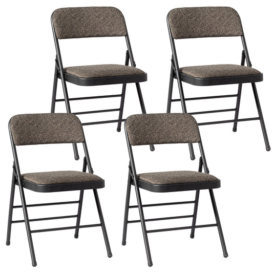 FREE Delivery Styleaway 4 Pcs Folding Chairs, Black Patterned Fabric Upholstered Foldable Chairs for Home, Office, Conference, Living Room, School