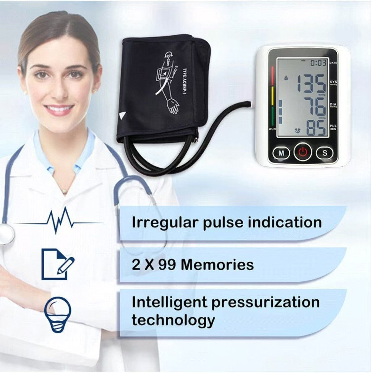 FREE UK Delivery 3-5 days Digital Blood Pressure Monitor Automatic Arm Pulse Meter Voice Talking BP Machine.