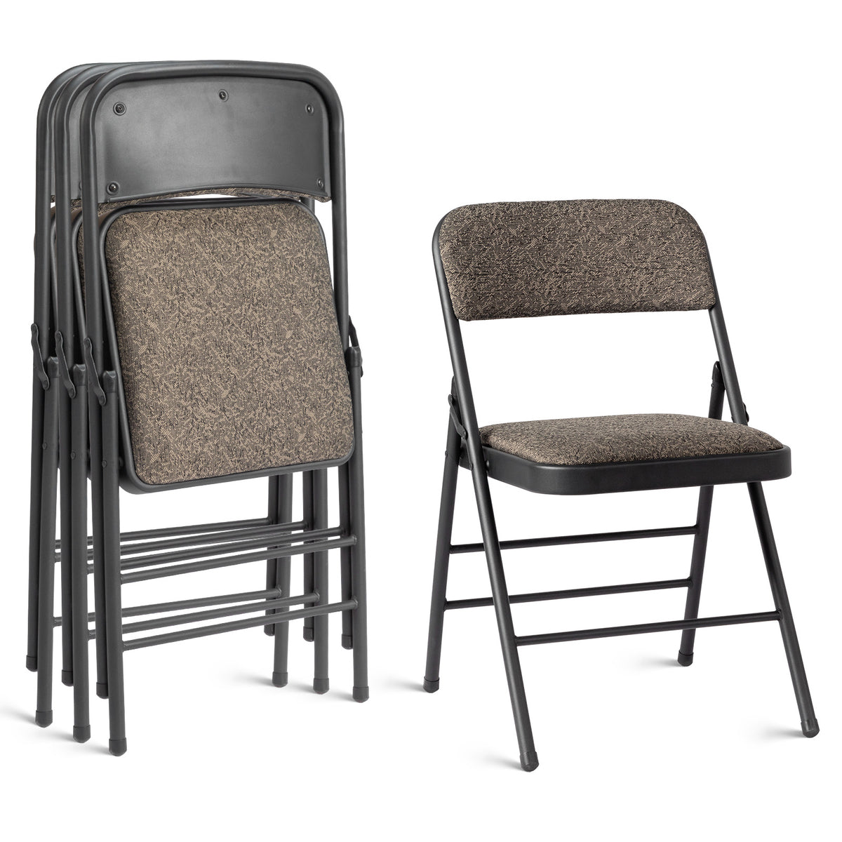 FREE Delivery Styleaway 2pcs Black Patterned Padded Folding Chairs, for Home, Conference Event Chairs with Soft Seat (46*48*76cm), Frosted Iron Frame