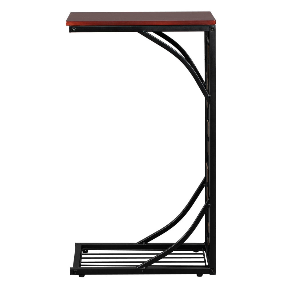 FREE UK Delivery 3-5 days Square Shaped Side Table End Table with Gravel Pattern, Brown Top & Black Powder-Coated Base