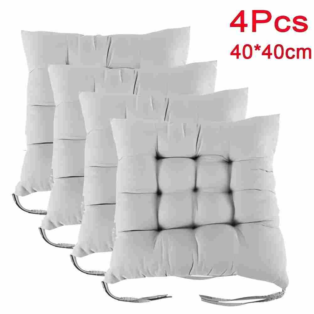 🚚 FREE UK Delivery: 3–5 days - 4 Pack Seat Pad Dining Room Garden Kitchen Chair Seat Cushions Tie On Plain UK