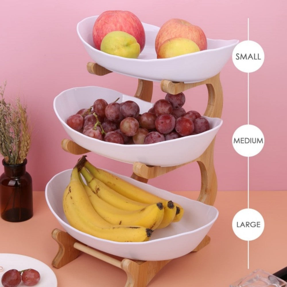 🚚 FREE UK Delivery: 3–5 days - Stacked Fruit Tray Multi-layer Plate Three Compartments Snack Candy Platter Bowl