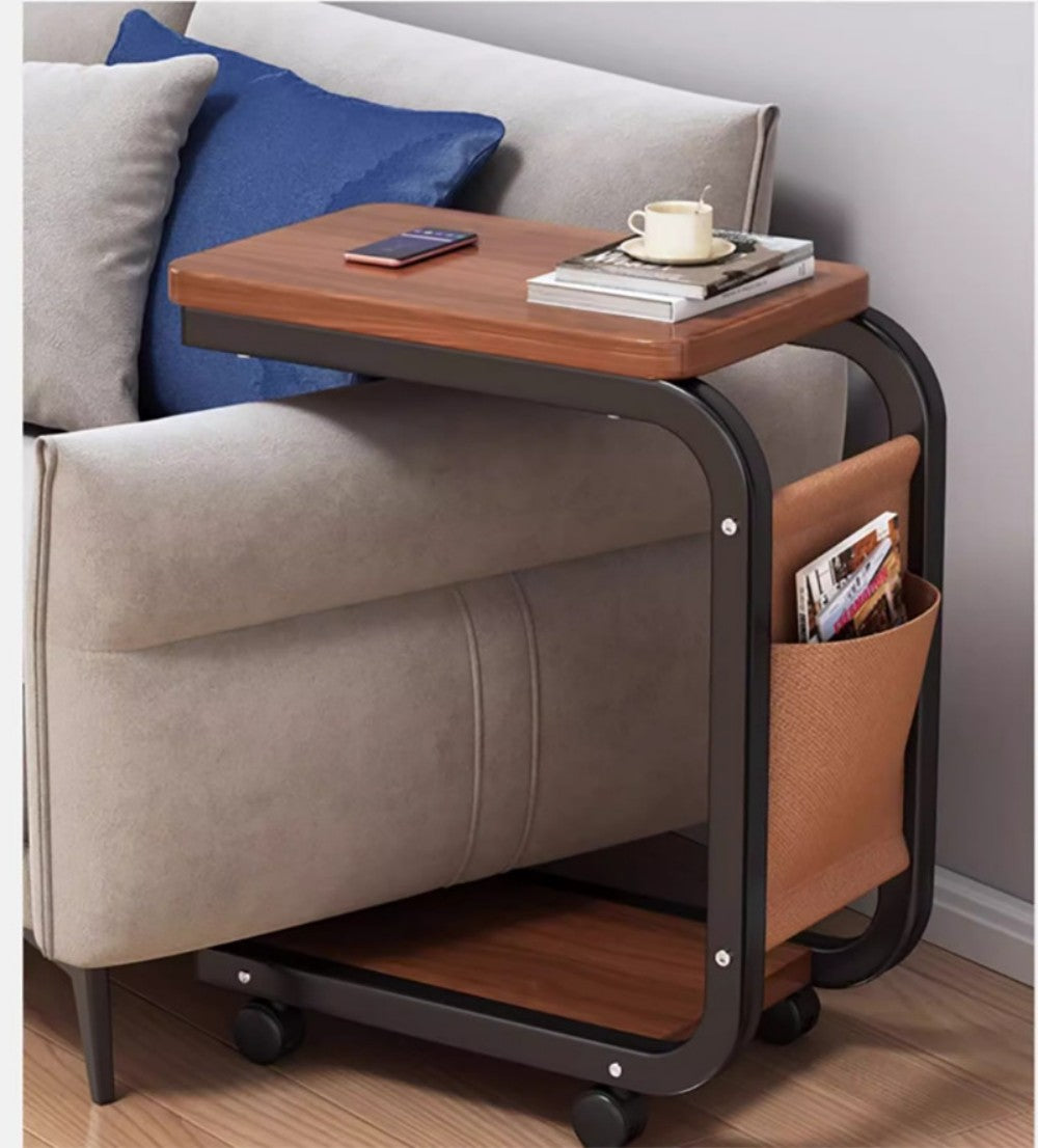 FREE UK Delivery 3-5 days Side Table C Shaped w/ Wheels for Sofa Coffee End Tables for Living Room Bedside Tables UK