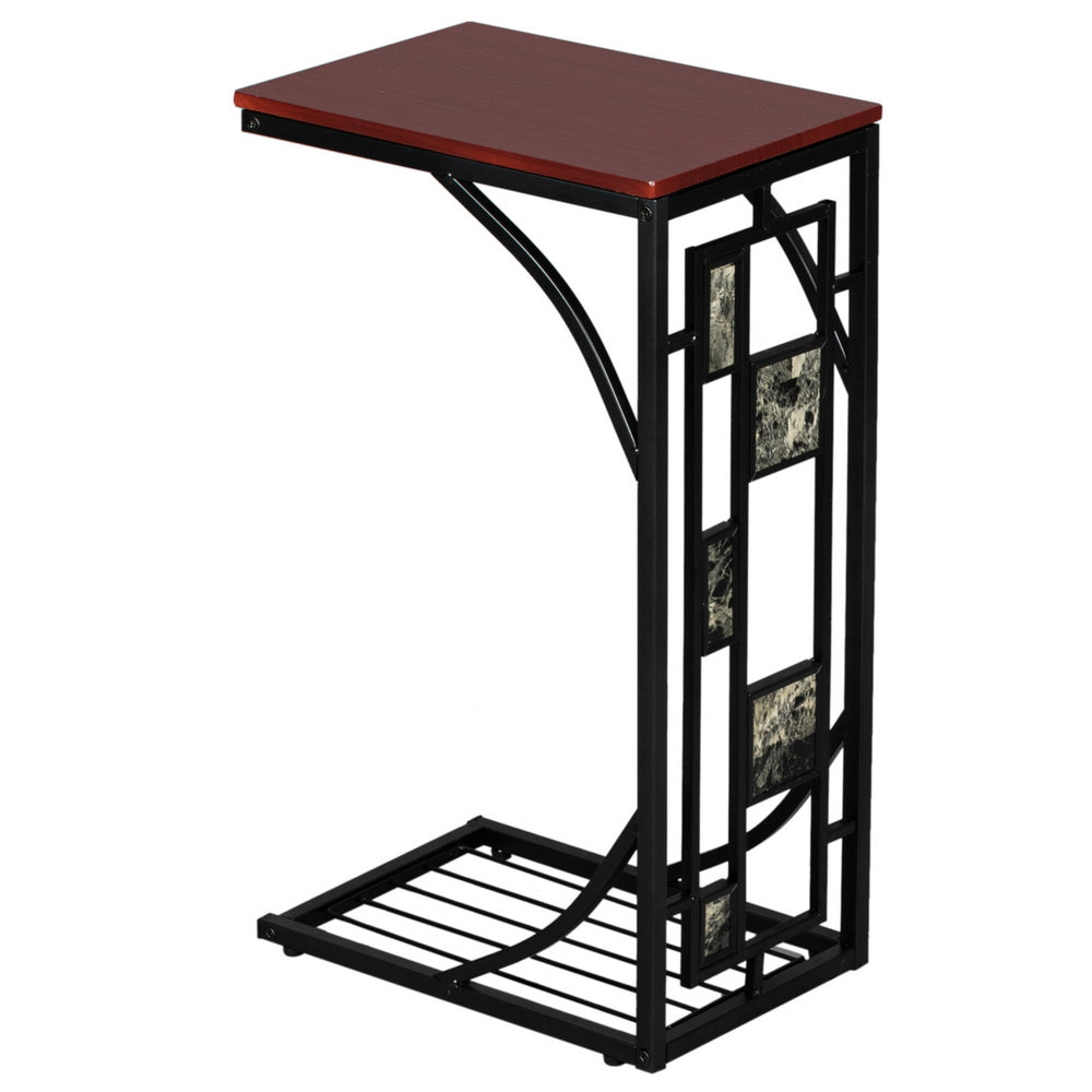 FREE UK Delivery 3-5 days Square Shaped Side Table End Table with Gravel Pattern, Brown Top & Black Powder-Coated Base
